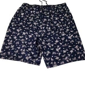 Polo Ralph Lauren Mens Navy Blue Tropical Palm Tree Sailboat Sleep Shorts Large